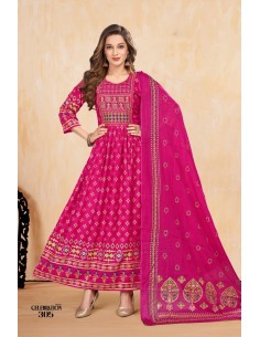 Tunique indienne Robe longue Kurti Trendy avec étole Rose  - 1