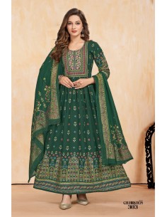 Tunique indienne Robe longue Kurti Trendy avec étole Vert  - 1