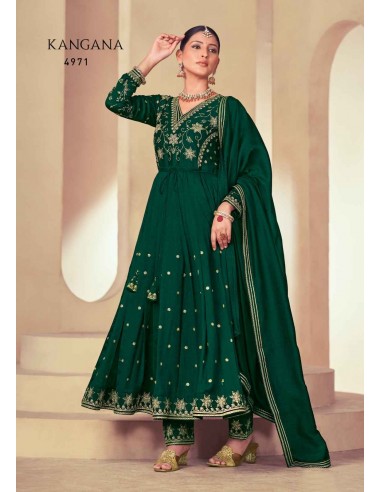 Tenue indienne pakistanaise anarkali Salwar kameez Rangoon Kangana vert  - 1