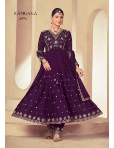 Tenue indienne pakistanaise anarkali Salwar kameez Rangoon Kangana Prune  - 1