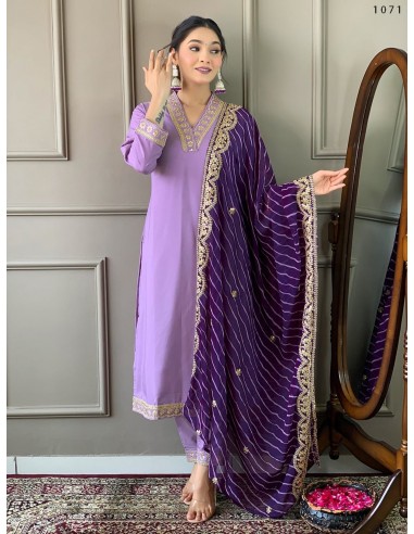 Tenue indienne pakistanaise anarkali Salwar kameez Tanisha mauve  - 1