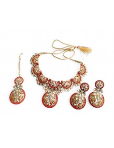 Parure Bijoux indiens Maheera rouge et doré  - 1