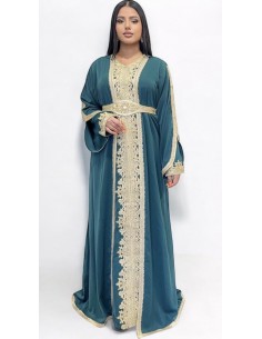 Caftan grande taille Takchita Robe oriental Suheina Arras Vert Mai24  - 1