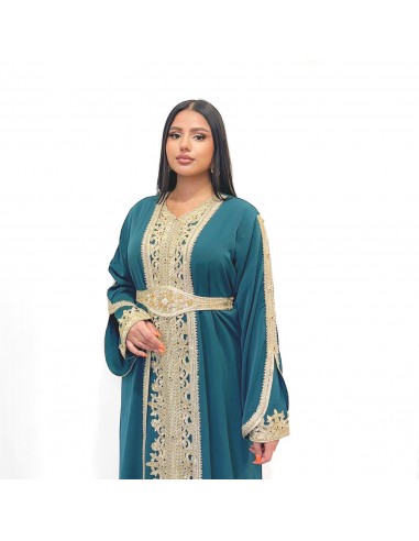 Caftan grande taille Takchita Robe oriental Suheina Arras Vert Mai24  - 2