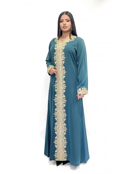 Caftan grande taille Takchita Robe oriental Suheina Arras Vert Mai24  - 3