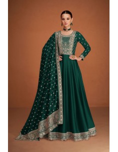 Robe indienne pakistanaise anarkali salwar churidar veera longue Vert  - 1