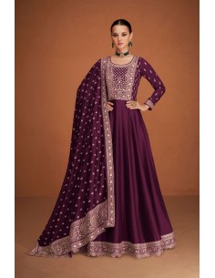 Robe indienne pakistanaise anarkali salwar churidar veera longue prune  - 1