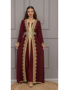 Takchita Robe oriental Rania Rouge caftan lille  - 1