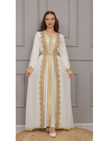 Takchita Robe oriental Rania Blanc caftan lille  - 1