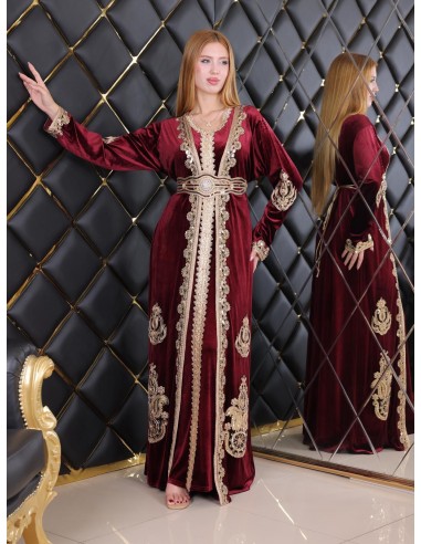 Takchita velours caftan Lille Rouge Robe oriental  - 5