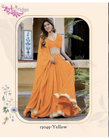 Lehenga choli ZEEL sari jupe evase saffron  - 2