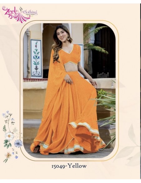 Lehenga choli ZEEL sari jupe evase saffron  - 2