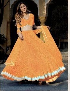 Lehenga choli ZEEL sari jupe evase saffron  - 1