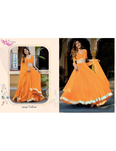 Lehenga choli ZEEL sari jupe evase saffron  - 3