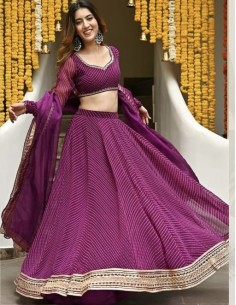 Lehenga choli ZEEL sari jupe evase prune  - 2