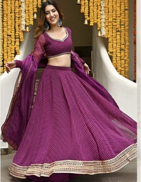 Lehenga choli ZEEL sari jupe evase prune  - 2