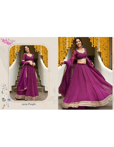 Lehenga choli ZEEL sari jupe evase prune  - 3