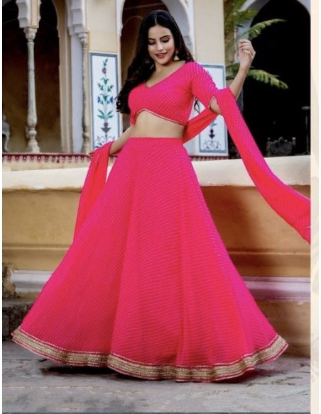 Lehenga choli ZEEL sari jupe evase Rose  - 2