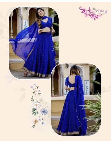 Lehenga choli ZEEL sari jupe evase Bleu  - 2