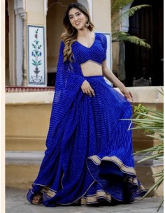 Lehenga choli ZEEL sari jupe evase Bleu  - 1