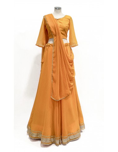 Lehenga choli ZEEL sari jupe evase saffron  - 1