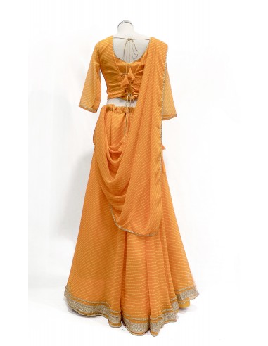 Lehenga choli ZEEL sari jupe evase saffron  - 2