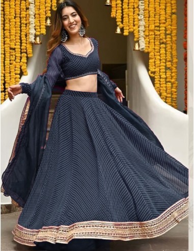 Lehenga choli ZEEL sari jupe evase noir  - 4