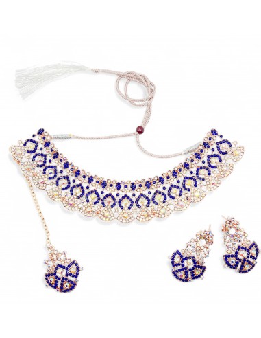 Parure Bijoux indiens Reshma bleu et doré  - 1