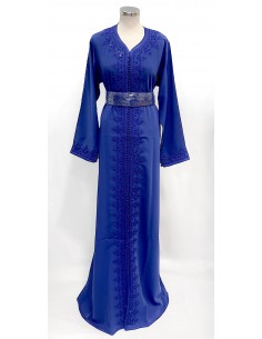 Caftan bleu royal brodé – Robe de cérémonie orientale élégante  - 1