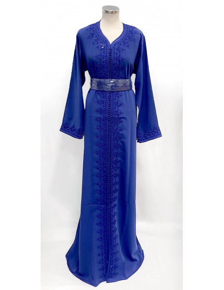 Caftan bleu royal brodé – Robe de cérémonie orientale élégante  - 1