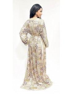 Caftan traditionnel doré avec motifs – Robe de cérémonie royale  - 1 2