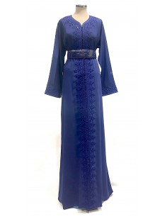 Caftan marocain Takchita Robe oriental bleu nuit caftan lille  - 1