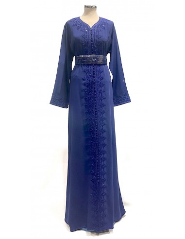 Caftan marocain Takchita Robe oriental bleu nuit caftan lille  - 1