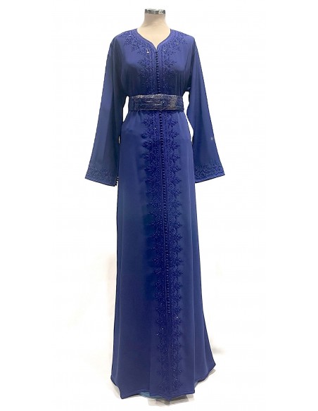 Caftan marocain Takchita Robe oriental bleu nuit caftan lille  - 1