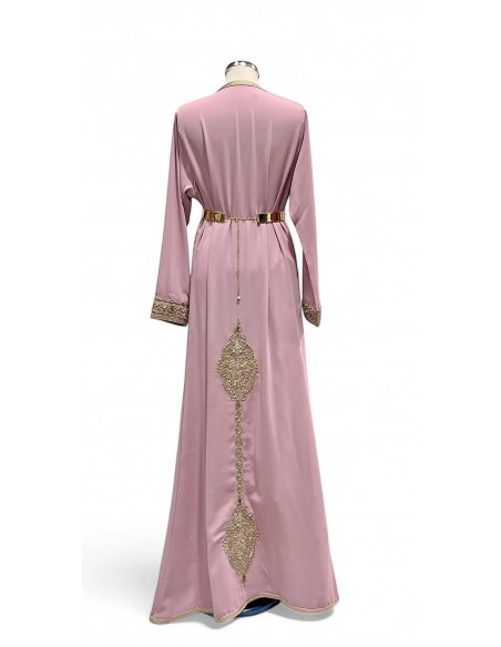 Caftan rose pastel et strass doré caftan lille  - 3