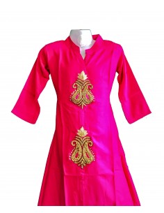 KURTI( TUNIQUE ENFANT) ROSE  ET STRASS DORÉ  - 1 2