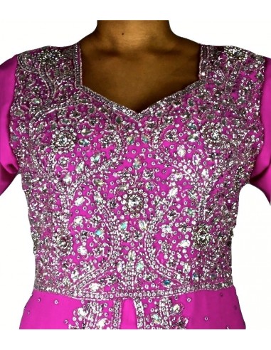 Robe indienne de Soirée Style caftan Rose  - 4