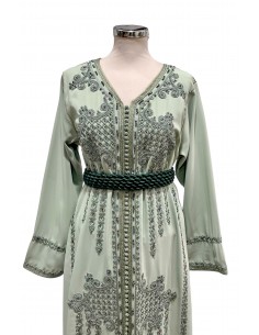 Location Caftan Lille marocain Takchita Robe oriental vert pistache caftan lille  - 1 2