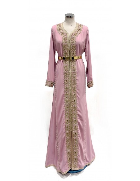 Location Caftan Lille rose pastel et strass doré caftan lille  - 1