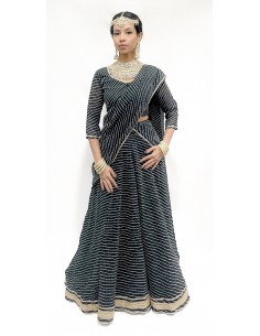 Lehenga choli ZEEL sari jupe evase noir  - 1