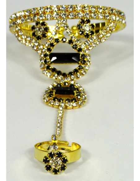 Bijoux de Main Doré et noir Bijoux indiens