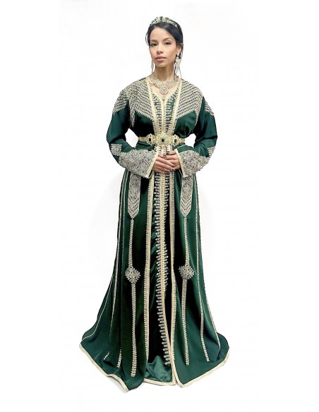 Caftan Vert Émeraude – Raffinement Royal et Prestige  - 1