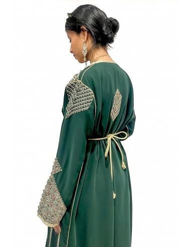 Caftan Vert Émeraude – Raffinement Royal et Prestige  - 3