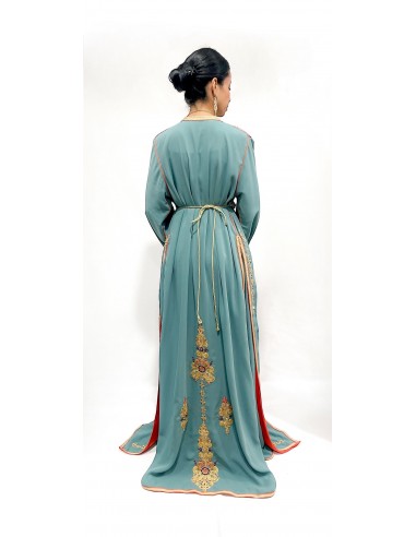 Takchita Maisa bleu vert caftan lille  - 3