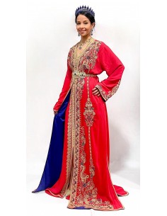 Caftan Royal Rouge et Bleu – Prestige et Raffinement  - 1