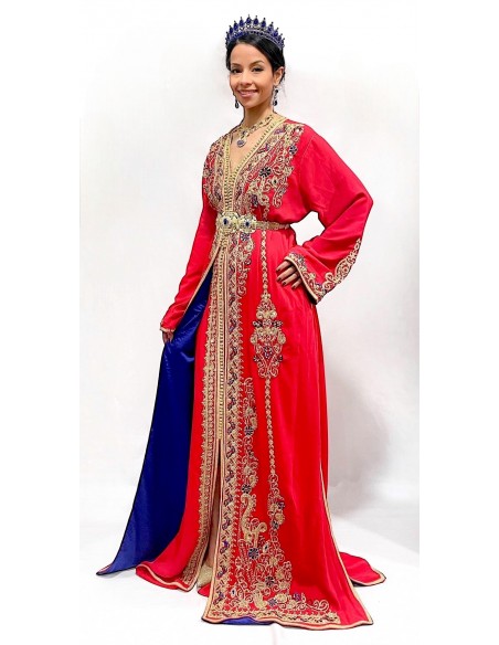 Takchita Aisha Rouge bleu caftan lille  - 1