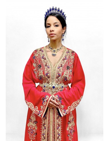 Caftan Royal Rouge et Bleu – Prestige et Raffinement  - 2