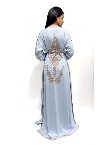 Caftan Bleu Ciel Brodé – Élégance et Féminité  - 2