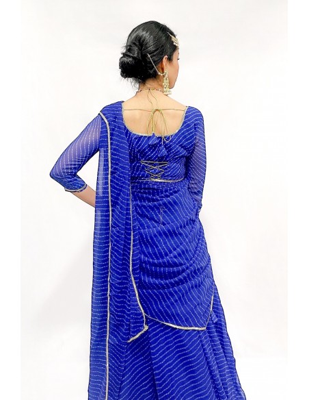 Lehenga choli ZEEL sari jupe evase Bleu  - 3