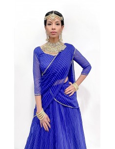 Lehenga choli ZEEL sari jupe evase Bleu  - 1 2